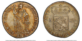 West Friesland. Provincial Gulden 1793 AU58+ PCGS, Enkhuizen mint, KM97.5, Delm-1180. Enchanting amber tones radiate from the legends of this wonderfu...