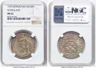 West Friesland. Provincial Gulden 1794 MS62 NGC, Enkhuizen mint, KM97.5, Delm-1180. Dressed in gentle olive-gold toning complemented by tangerine hues...