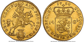West Friesland. Provincial gold 14 Gulden (Golden Rider) 1750-(Rooster) MS61 NGC, Medenblik mint, KM130, Delm-843, V&S-1294. A seldom seen type featur...