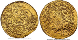Zeeland. City gold Imitative 1/2 Rose Noble ND (1583-1585) UNC Details (Cleaned) NGC, Middelburg mint, Delm-872, V&S-1324 (R1). 3.72gm. An attainable ...
