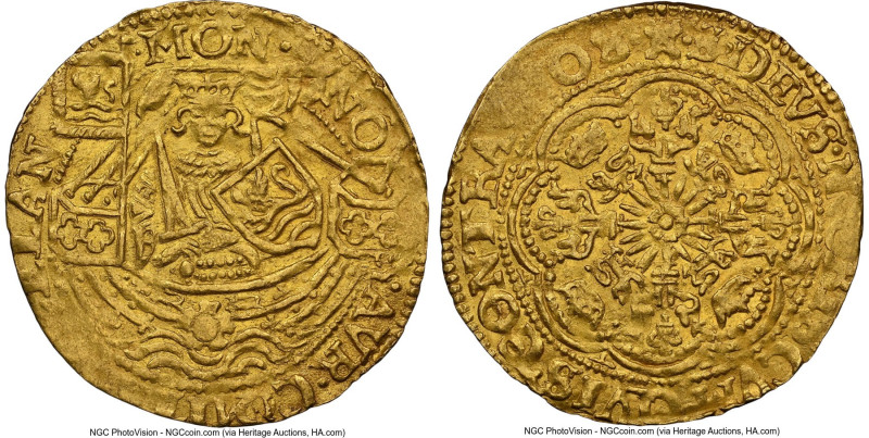 Zeeland. City gold Imitative 1/2 Rose Noble ND (1583-1585) AU58 NGC, Middelburg ...