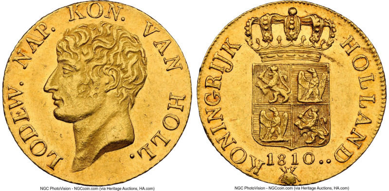 Kingdom of Holland. Louis Napoleon gold Ducat 1810 MS62 NGC, Utrecht mint, KM38,...