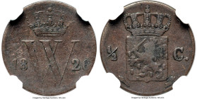 Willem I 1/2 Cent 1826 VF30 Brown NGC, Utrecht mint, KM51, Schulman-356 (R). Torch privy mark. An endearing specimen with deep chocolate tones and gen...