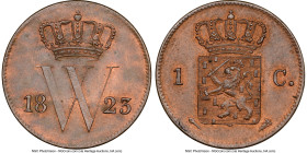 Willem I Cent 1823 MS64 Brown NGC, Utrecht mint, KM47, Schulman-340. Rich chocolate tones are mottled with vivid terracotta, creating an enchanting vi...