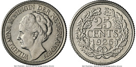 Wilhelmina 25 Cents 1926 UNC Details (Cleaned) NGC, Utrecht mint, KM164, Schulman-871. A challenging first year of an eight year type, and the first t...