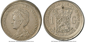 Wilhelmina Mint Error - Broadstruck Gulden 1914 AU Details (Cleaned) NGC, Utrecht mint, KM148, Schulman-816. From the Coenen Collection HID09801242017...
