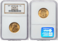 Wilhelmina gold 10 Gulden 1897 MS65 NGC, Utrecht mint, KM118. HID09801242017 © 2024 Heritage Auctions | All Rights Reserved www.HA.com/TexasAuctioneer...