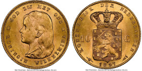 Wilhelmina gold 10 Gulden 1897 MS64 NGC, Utrecht mint, KM118. HID09801242017 © 2024 Heritage Auctions | All Rights Reserved www.HA.com/TexasAuctioneer...