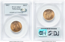 Wilhelmina gold 10 Gulden 1917 MS67 PCGS, Utrecht mint, KM149. HID09801242017 © 2024 Heritage Auctions | All Rights Reserved www.HA.com/TexasAuctionee...