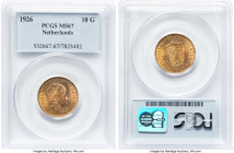 Wilhelmina gold 10 Gulden 1926 MS67 PCGS, Utrecht mint, KM162. HID09801242017 © 2024 Heritage Auctions | All Rights Reserved www.HA.com/TexasAuctionee...
