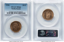 Wilhelmina gold 10 Gulden 1926 MS66 PCGS, Utrecht mint, KM162. HID09801242017 © 2024 Heritage Auctions | All Rights Reserved www.HA.com/TexasAuctionee...