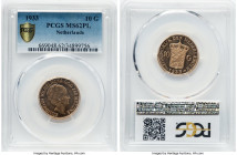 Wilhelmina gold 10 Gulden 1933 MS62 Prooflike PCGS, Utrecht mint, KM162. Very unusual with a Prooflike designation. HID09801242017 © 2024 Heritage Auc...