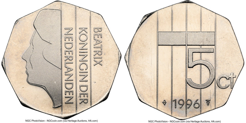 Beatrix Mint Error - Struck On Sierra Leone 50 Leones Planchet - 5 Cents 1996 MS...