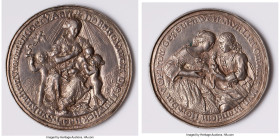 "Marriage / Burning Heart" cast silver Medal ND (c. 1655) XF, Frederiks-31a. 54mm. Amsterdam city hallmark and maker's mark on edge. Couple seated, ma...
