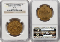 Sumatra. East India Company gilt copper Proof 4 Kepings AH 1219 (1804) PR62 NGC, Soho mint, KM266, Scholten-964 (R). Only one certified higher by NGC....