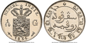 Dutch Colony. Willem III Proof 1/10 Gulden 1854 Proof Details (Obverse Scratched) NGC, Utrecht mint, KM304.1, cf. Scholten-757 (business strike). From...