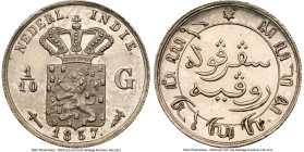 Dutch Colony. Willem III Proof 1/10 Gulden 1857-(u) PR62 NGC, Utrecht mint, KM304.1, cf. Scholten-760 (business strike). From the Coenen Collection HI...