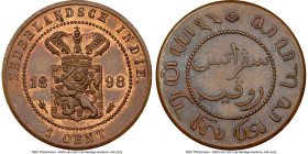 Dutch Colony. Wilhelmina Proof Cent 1898 PR64 Brown NGC, Utrecht mint, cf. KM307.2 (business strike), cf. Scholten-877 (same). When static this piece ...