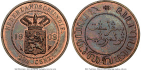 Dutch Colony. Wilhelmina Proof 2-1/2 Cents 1908 PR63 Brown NGC, Utrecht mint, KM308.2, cf. Scholten-869 (business strike). The top pop at NGC for this...