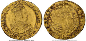 Brabant. Philip IV gold 2 Souverain d'Or 1646 MS61 NGC, Brussels mint, Fr-85a, V&S-238 (R), Delm-177. 11.09gm. Angel face mintmark. The sole represent...