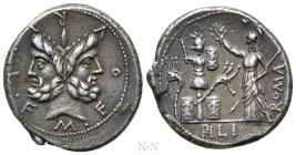 M. FURIUS L.F. PHILUS. Denarius (120 BC). Rome