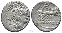 M. LUCILIUS RUFUS. Denarius. (101 BC). Rome