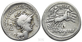 M. LUCILIUS RUFUS. Denarius. (101 BC). Rome