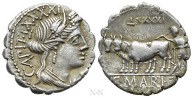 C. MARIUS C. F. CAPITO. Serrate Denarius (81 BC). Rome