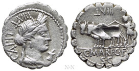 C. MARIUS C. F. CAPITO. Serrate Denarius (81 BC). Rome