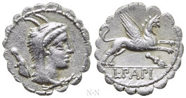 L. PAPIUS. Serrate Denarius (79 BC). Rome