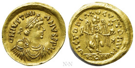 LOMBARDS. Pseudo-Imperial Coinage. GOLD Tremissis. In the name of Justinian I (527-565)