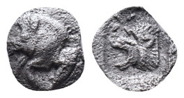 Mysia, Cyzicus Obol circa 450, AR . Forepart of boar l., behind, tunny. Lion’s head l. within incuse square.Reference :Condition: Very Fine