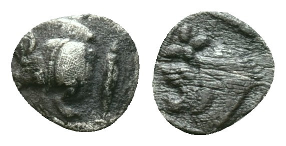 Greek coins
Mysia, Cyzicus
Obol circa 450, AR . Forepart of boar l., behind, t...