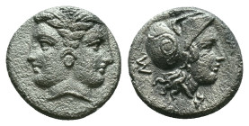 Mysia, Lampsakos AR Tetrobol. 4th-3rd C. BC. Janiform female head / Head of Athena r., wearing crested Korinthian helmet.Reference :Condition: Very Fi...