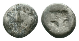 Greek CoinsLesbos. Mytilene 500-450 BC.Obol AR Two confronted boar heads, above Î›Î• / Incuse square punch.Reference :Condition: Very Fine