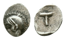 GreekARKADIA, Tegea. Circa 423-400 BC. AR Obol. Laureate head of Athena Alea left / Large T within incuse circle.Reference :Condition: Very Fine