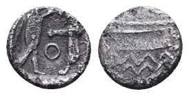 Greek, Samaria AR Obol. c. 375-333. Galley l., over waves / Persian king battling lion; O between; all within incuse square.Reference:Condition: Very ...