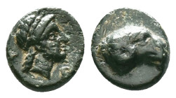 TROAS. Kebren. (Circa 387-310 BC.) ChalkousAE Bronze, Laureate head of Apollo to right. / K Ram's head to right.Reference :Condition: Very Fine