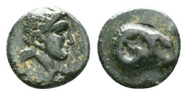 TROAS. Kebren. (Circa 387-310 BC.) ChalkousAE Bronze, Laureate head of Apollo to right. / K Ram's head to right.Reference :Condition: Very Fine