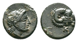 TROAS. Kebren. (Circa 387-310 BC.) ChalkousAE Bronze, Laureate head of Apollo to right. / K Ram's head to right.Reference :Condition: Very Fine