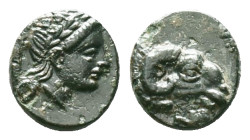 TROAS. Kebren. (Circa 387-310 BC.) ChalkousAE Bronze, Laureate head of Apollo to right. / K Ram's head to right.Reference :Condition: Very Fine