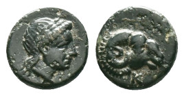 TROAS. Kebren. (Circa 387-310 BC.) ChalkousAE Bronze, Laureate head of Apollo to right. / K Ram's head to right.Reference :Condition: Very Fine