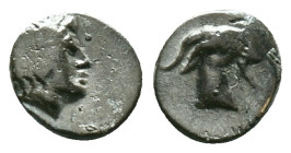 Aeolis. Aigai circa 400-300 BC. Bronze Æ. Laureate head of Apollo right, hair long / Head of goat right.Reference :Condition: Very Fine