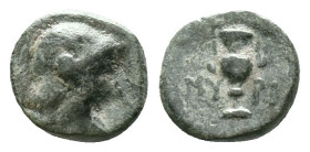 AEOLIS. Myrina. (Circa 3rd-2nd century BC)AE Bronze Obv: Laureate head of Apollo Gryneios to right.Rev: MY-PI Amphora; in upper right field, kithara.R...