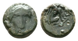 TROAS. Gergis. 4th century BC. AE Laureate head of the sibyl Herophile facing slightly to right, wearing pearl necklace. Rev. ΓEP Sphinx seated right....
