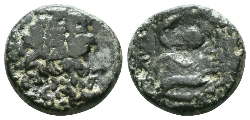 MYSIA, Pergamon. (Circa 200-113 B.C.)
AE Bronze 
Laureate head of Asklepios (o...