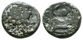 MYSIA, Pergamon. (Circa 200-113 B.C.)AE Bronze Laureate head of Asklepios (or Zeus) right / ΑΣΚΛΗΠΙΟΥ / ΣΩΤΗΡΟΣ, serpent-entwined staff of Asklepios.R...