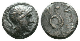 Mysia. Pergamon. Philetairos 282-263 BC. Bronze Æ. Helmeted head of Athena right / Coiled serpent.Reference:Condition: Very Fine
