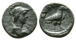 PHRYGIA. Kibyra. (2nd-1st centuries BC).AE BronzeObv: Helmeted head of Athena right.Rev: KI. Eagle standing right on thunderboltReference:Condition: V...