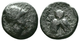Mysia, Miletopolis. Circa 2n-1st centuries BC. AE . Helmeted head of Athena right / MIΛΗΤΟ. Double-bodied owl standing facing.Reference:Condition: Ver...
